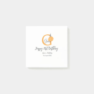 Orange pumpkin fall birthday 21st grey pastel fall post-it notes