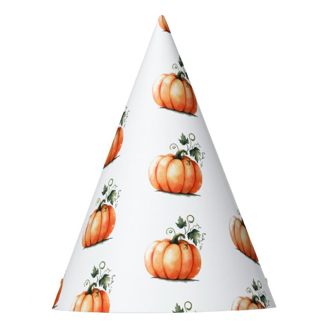 Orange Pumpkin Fall Birthday Party Hat (Front)