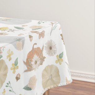 Orange Pumpkin Fall Floral Tablecloth