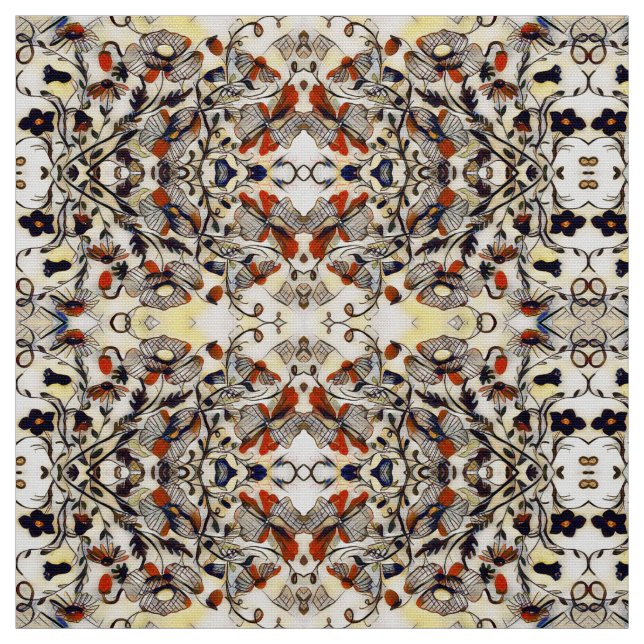 Orange Pumpkin Floral Fabric (Swatch)