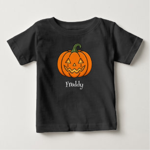 Orange Pumpkin Gender Neural Name Halloween Baby T-Shirt