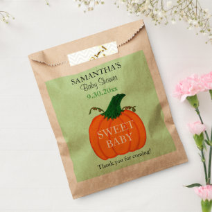 Orange Pumpkin Green Baby Shower Favours Favour Bag