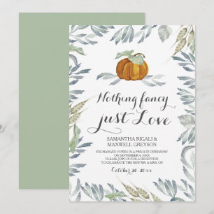 Orange Pumpkin Greenery Nothing Fancy Love Invitation