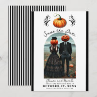 Orange Pumpkin Halloween Fall Photo Save the Date