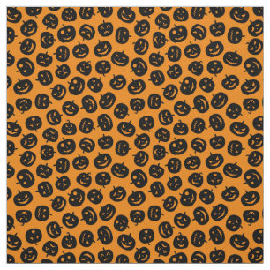 Orange Pumpkin Happy Halloween Modern Fabric