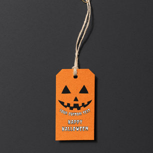Orange Pumpkin Happy Halloween Your Custom Text Gift Tags