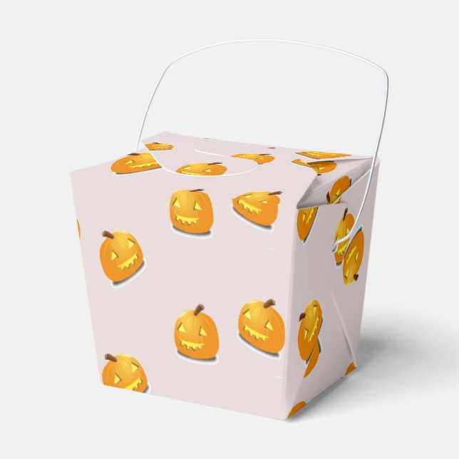 Orange pumpkin head pattern favor box (Front Side)