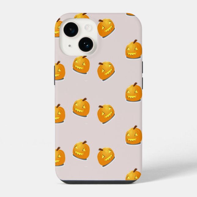 Orange pumpkin head pattern iPhone case (Back)