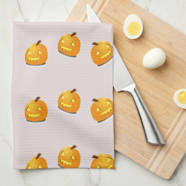 Orange pumpkin head pattern kitchen towel (Quarter Fold)