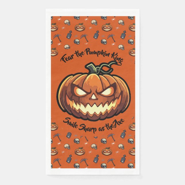 🎃 Orange Pumpkin King Halloween Napkin 🧡 (Front)