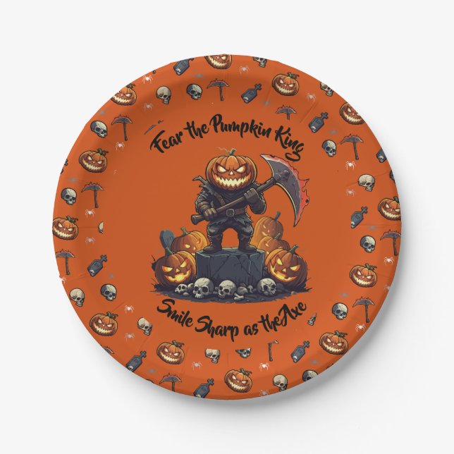 🎃 Orange Pumpkin King Halloween Plate 🧡 (Front)