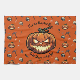 🎃 Orange Pumpkin King Kitchen Towel 🧡