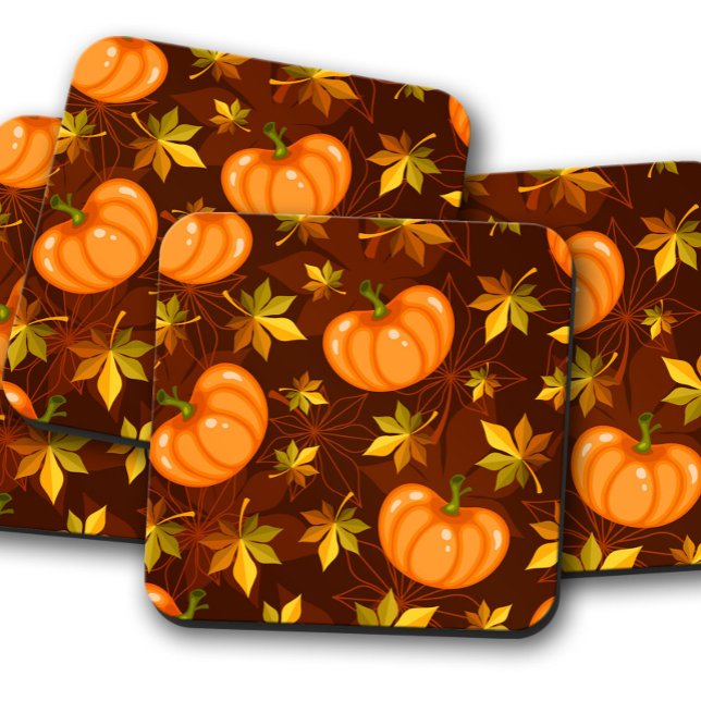 Orange Pumpkin Leave| Autumn Cork Drink Coaster (Creator Uploaded)