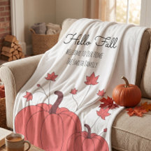 Orange Pumpkin Maple Leaf Hello Fall Family Name