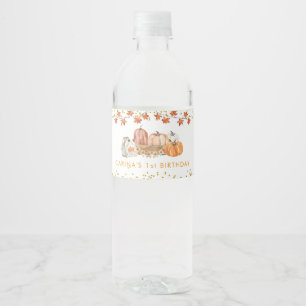 Orange Pumpkin Patch Autumn Birthday Water Bottle Label