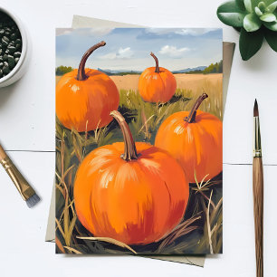 Orange Pumpkin Patch   Fall Autumn Holiday Postcard