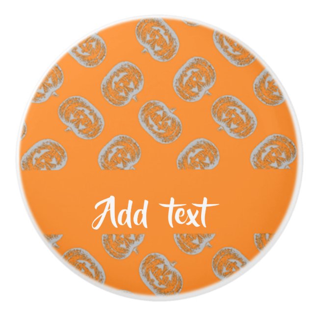 Orange pumpkin pattern ceramic knob (Front)