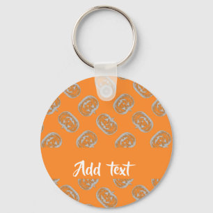 Orange pumpkin pattern keychain