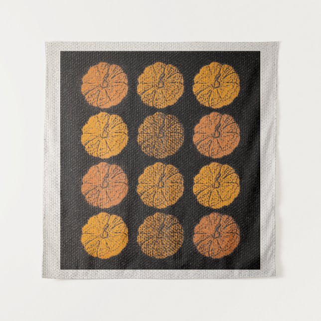 Orange Pumpkin Pattern Tapestry (Front)