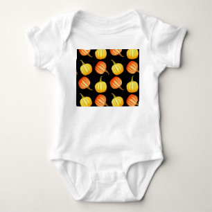 Orange Pumpkin: Seamless Watercolor Pattern. Baby Bodysuit