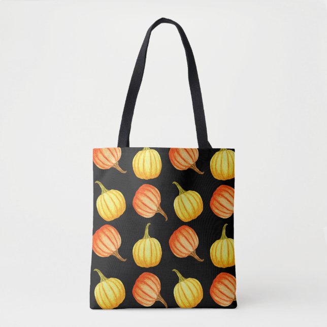 Orange Pumpkin: Seamless Watercolor Pattern. Tote Bag (Front)