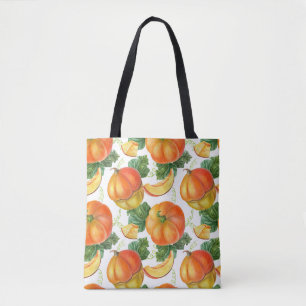 Orange Pumpkin: Summer-Autumn Vegetable Pattern. Tote Bag
