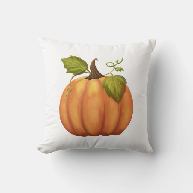 Orange Pumpkin T-Shirt Throw Pillow (Front)