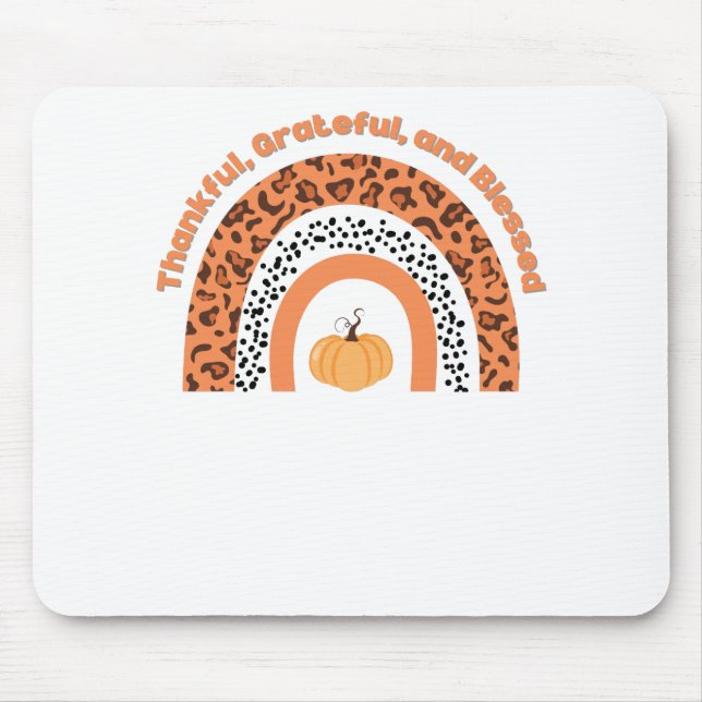 Orange pumpkin thankful mouse pad, desk mat mouse pad (Front)