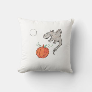 Orange Pumpkin with Dragon Throw Pillow