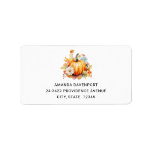 Orange Pumpkins and Flowers Autumn Address Label