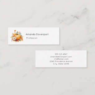 Orange Pumpkins and Flowers Autumn Mini Business Card