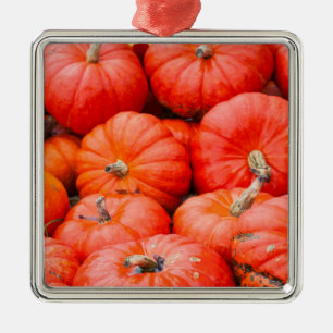 Orange pumpkins at market, Germany Metal Ornament