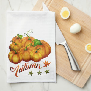 Orange Pumpkins Autumn Kitchen Towel
