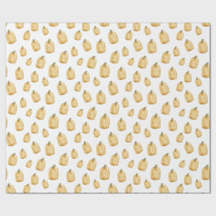 Orange Pumpkins Autumn Watercolor Rustic  Wrapping Paper
