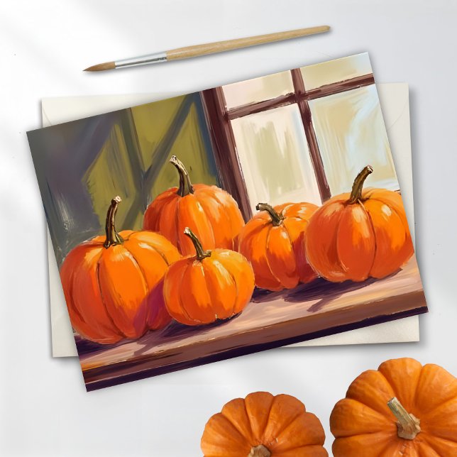 Orange Pumpkins Fall Watercolor Holiday Postcard (Creator Uploaded)