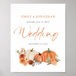 Orange Pumpkins Florals Fall Welcome to Wedding Poster