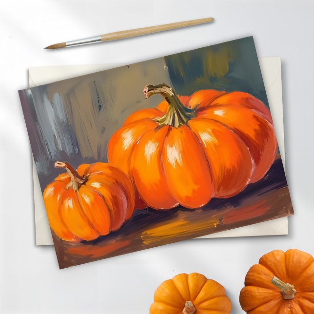 Orange Pumpkins Halloween Fall Watercolor Holiday Postcard (Creator Uploaded)