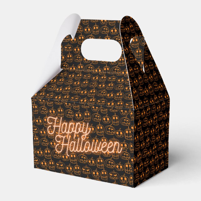 Orange Pumpkins Halloween Pattern Favor Box (Front Side)
