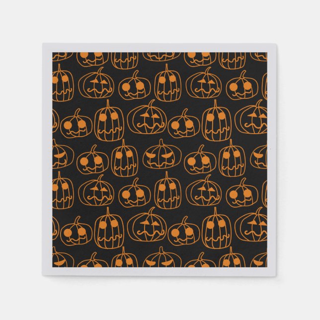 Orange Pumpkins Halloween Pattern Napkin (Front)