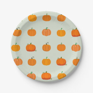 Orange Pumpkins Pattern Paper Plate