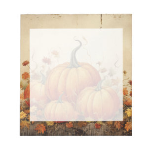 Orange Pumpkins Rustic Autumn Notepad