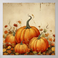 Orange Pumpkins Rustic Autumn