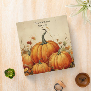 Orange Pumpkins Rustic Autumn Recipe Binder