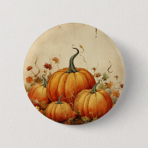 Orange Pumpkins Rustic Autumn Thanksgiving 2 Inch Round Button