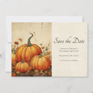 Orange Pumpkins Rustic Autumn Thanksgiving Save The Date