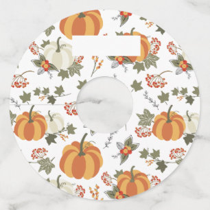 Orange Pumpkins With Area To Write Name Wine Glass Tag