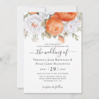 Orange Punch Ranunculus Florals Invitation
