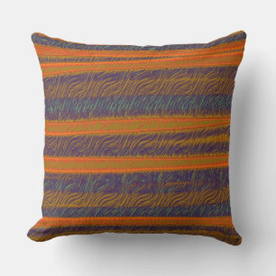 Orange Purple Abstract Stripes Throw Pillow