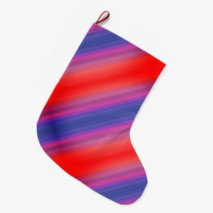 Orange Purple and Blue Diagonal Stripes Design Large Christmas Stocking