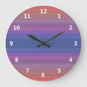 Orange Purple and Blue Stripes Abstract Pattern Large Clock